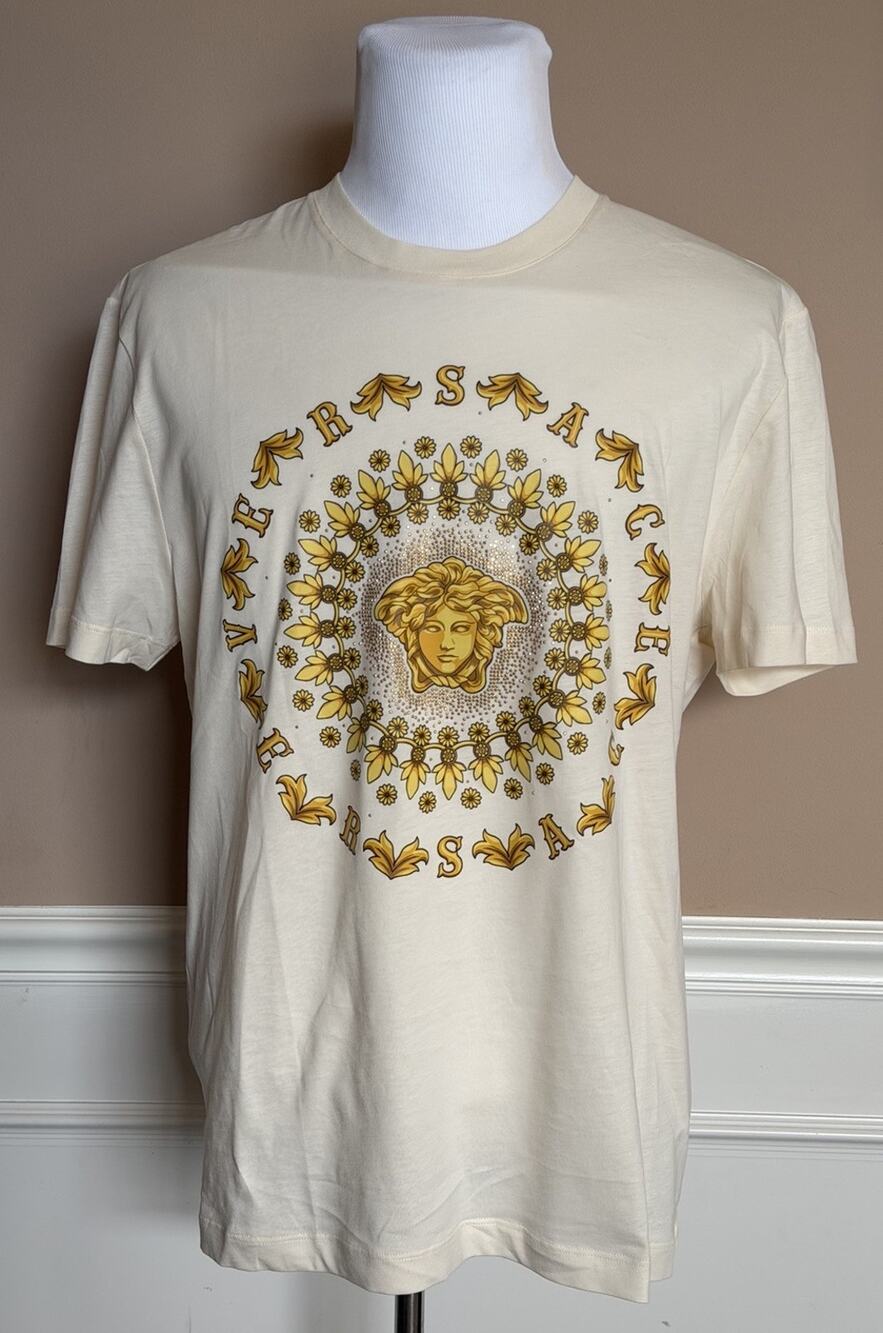 Versace Medusa Print with Studs Ivory Cotton Jersey T-Shirt 5XL 1011861 NWT $925